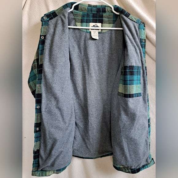 Men's Old Mill Thick Button Up Green and Blue Plaid Jacket - Picture 8 of 13